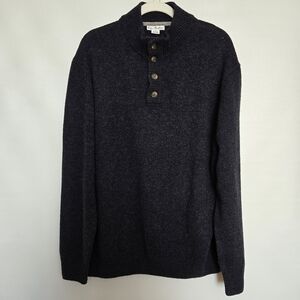 ENZO MANTOVANI SWEATER MENS WOOL NAVY PULLOVER 1/4 BUTTON (XL)